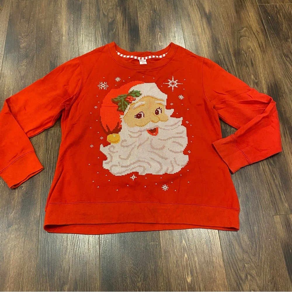 Santa sweatshirt women’s large festive Christmas fleece
